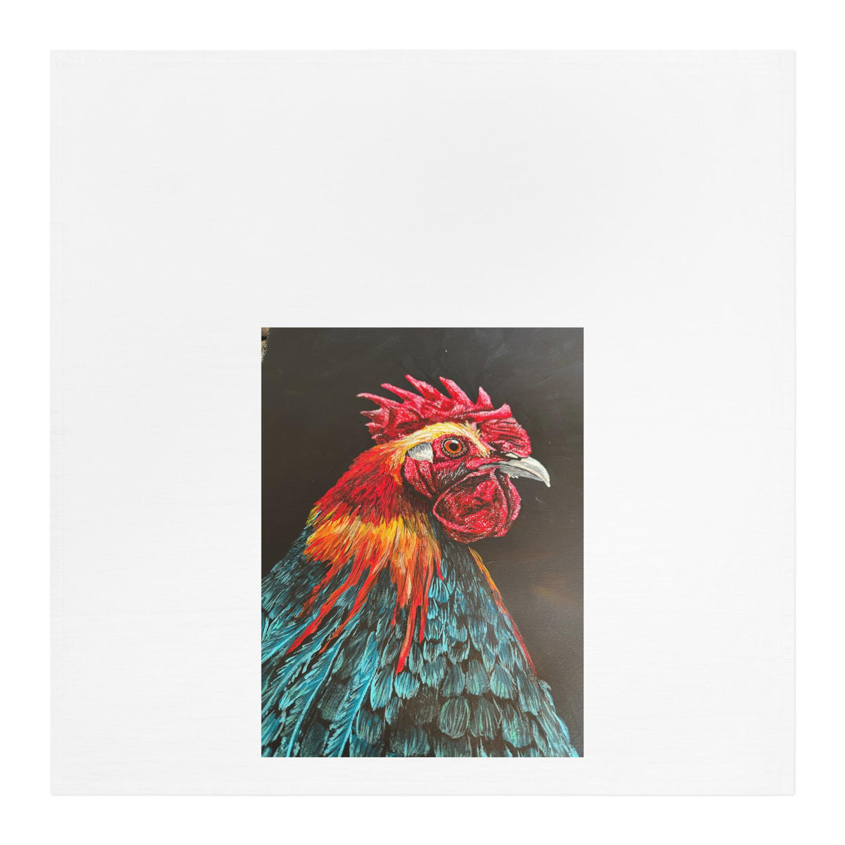 Colorful Rooster Portrait Tea Towel | Farmhouse Kitchen Decor