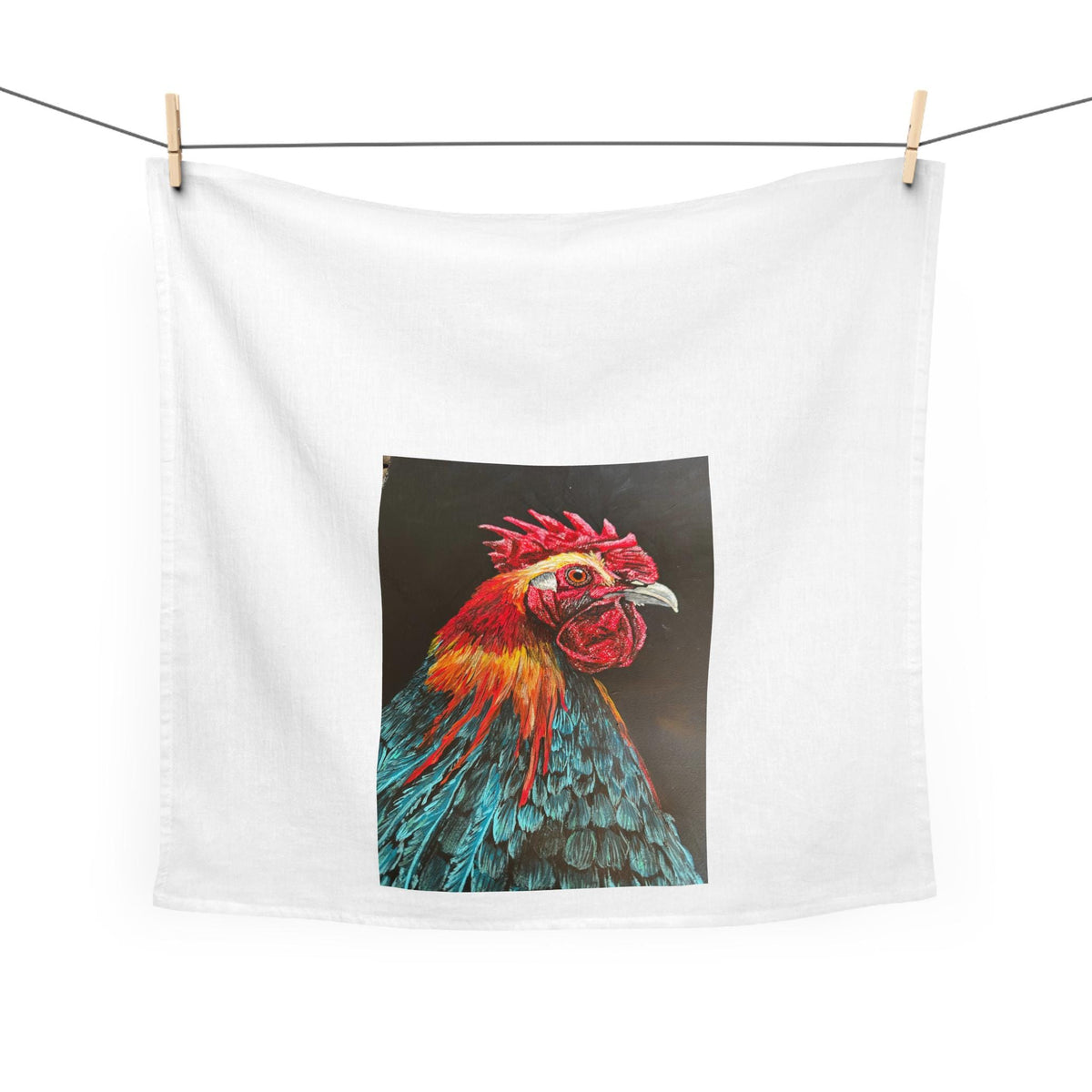 Colorful Rooster Portrait Tea Towel | Farmhouse Kitchen Decor