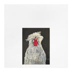 White Silkie Rooster Tea Towel | Farmhouse Chicken Illustration