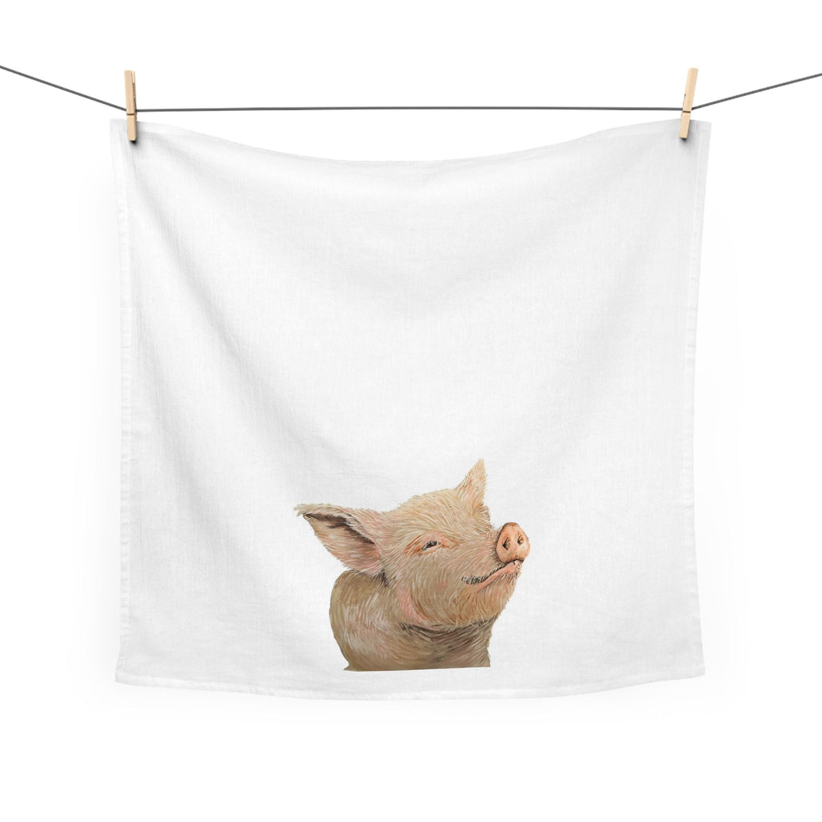 Smiling Piglet Tea Towel | Farmhouse Kitchen Animal Linen