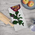 Hand-Painted Pansy Floral Tea Towel | Purple Yellow Bloom