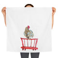 Rooster on Red Chair Tea Towel | Farmhouse Kitchen Linen