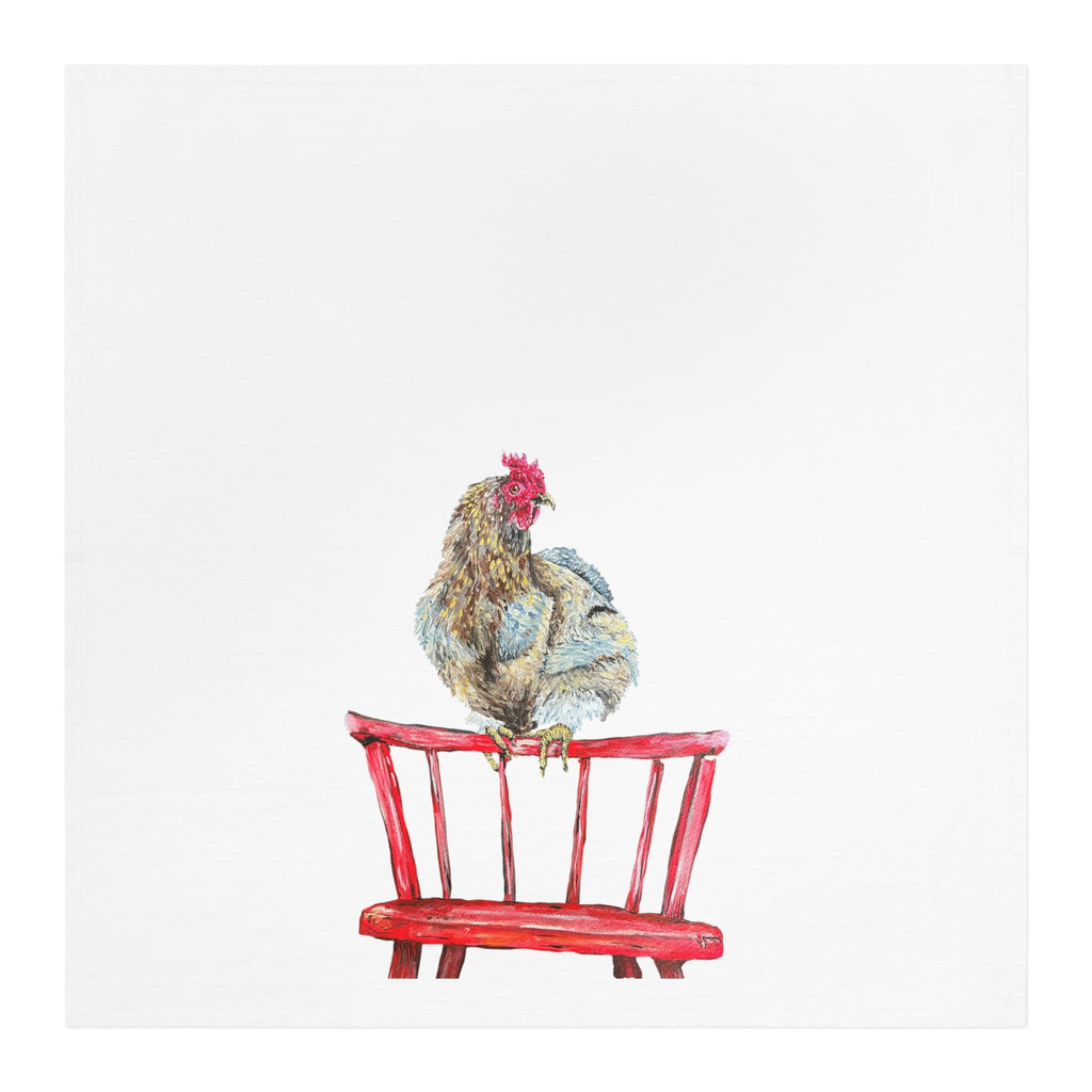 Rooster on Red Chair Tea Towel | Farmhouse Kitchen Linen