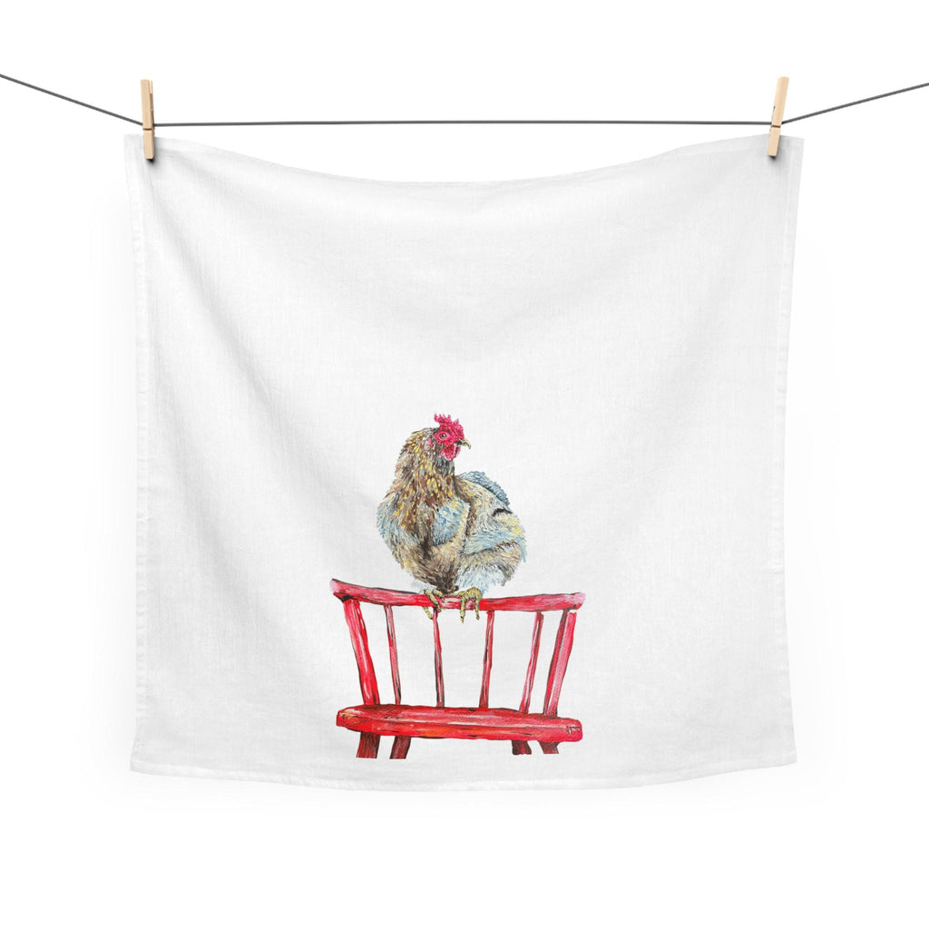 Rooster on Red Chair Tea Towel | Farmhouse Kitchen Linen