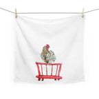 Rooster on Red Chair Tea Towel | Farmhouse Kitchen Linen