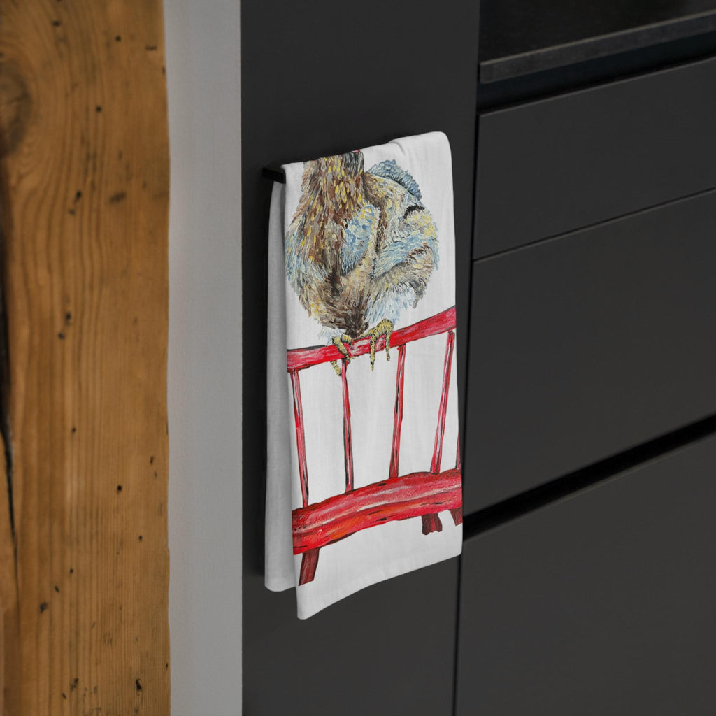 Rooster on Red Chair Tea Towel | Farmhouse Kitchen Linen