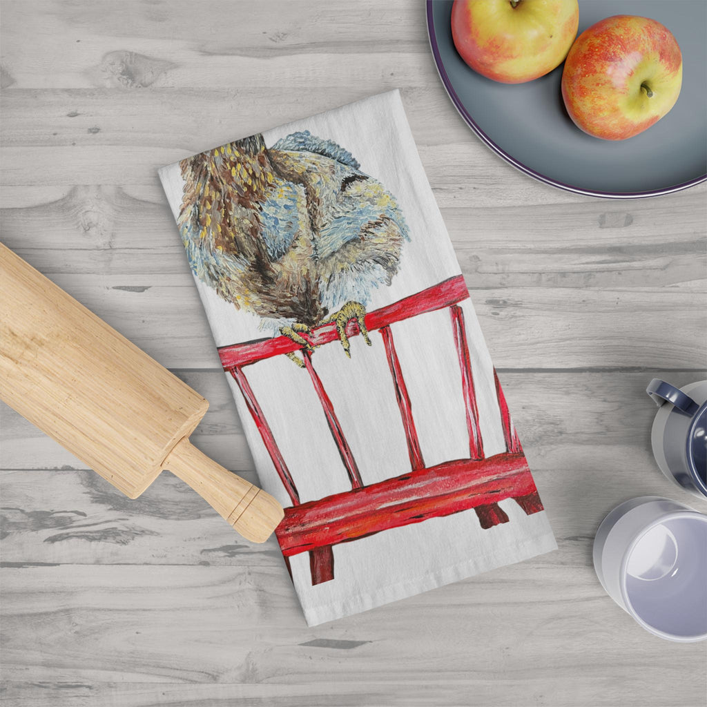 Rooster on Red Chair Tea Towel | Farmhouse Kitchen Linen