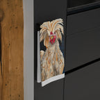 Scruffy Crested Chicken Tea Towel | Rooster Art, Farmhouse Kitchen