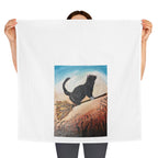 Black Cat Illustration Tea Towel | Whimsical Night Sky, Handpainted Style
