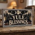 Yule Blessings Wood Panel Painting | Rectangular Holiday Wall Art