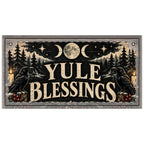 Yule Blessings Wood Panel Painting | Rectangular Holiday Wall Art