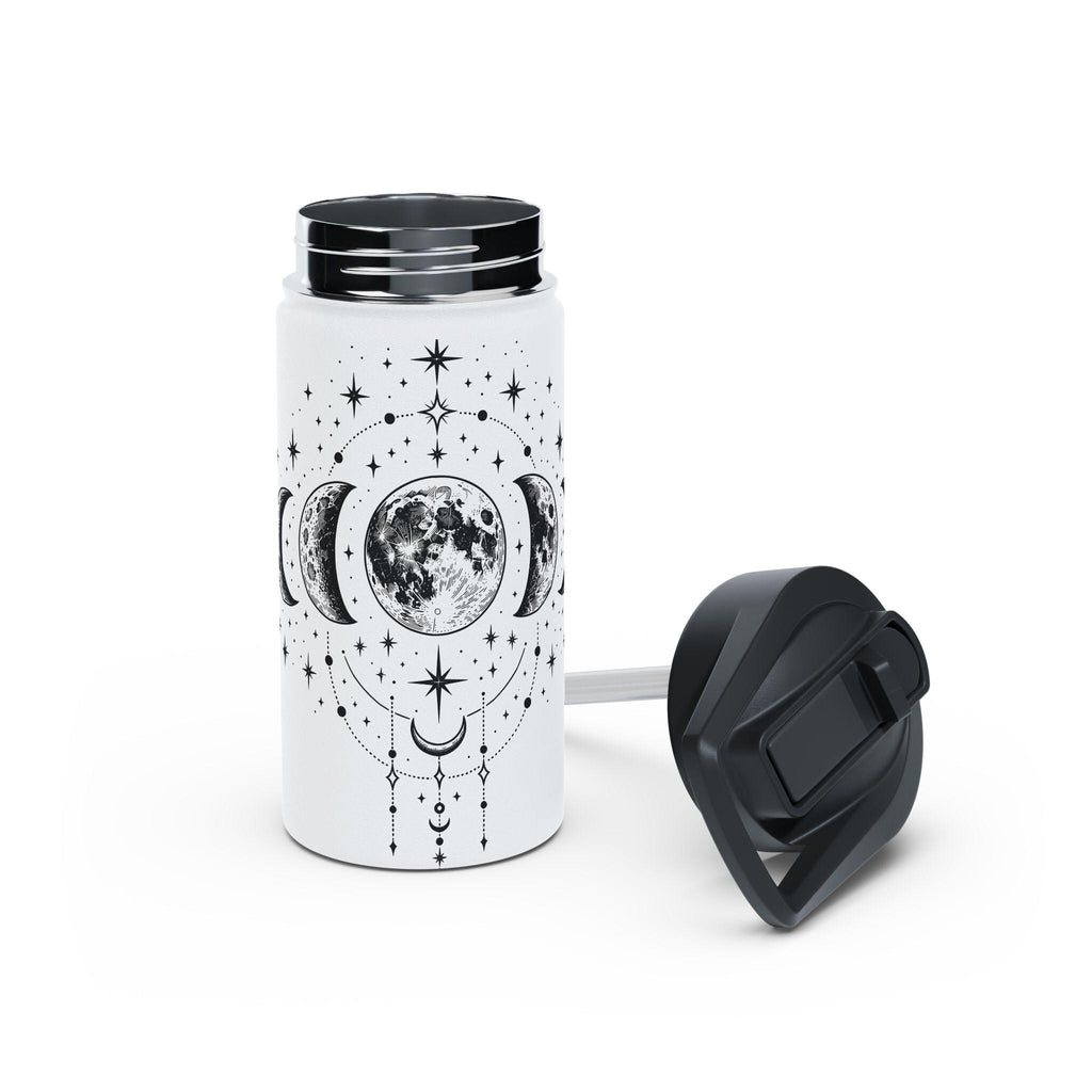 Triple Moon Phase Water Bottle | Celestial Stainless Steel Tumbler with Straw Lid