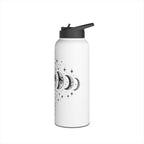 Triple Moon Phase Water Bottle | Celestial Stainless Steel Tumbler with Straw Lid