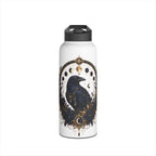 Celestial Raven Stainless Steel Water Bottle | Moon Phases, Gothic Astrology