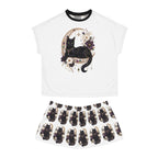 Black Cat Crescent Moon Pajama Set | Short Sleep Tee and Shorts