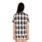 Black Cat Crescent Moon Pajama Set | Short Sleep Tee and Shorts