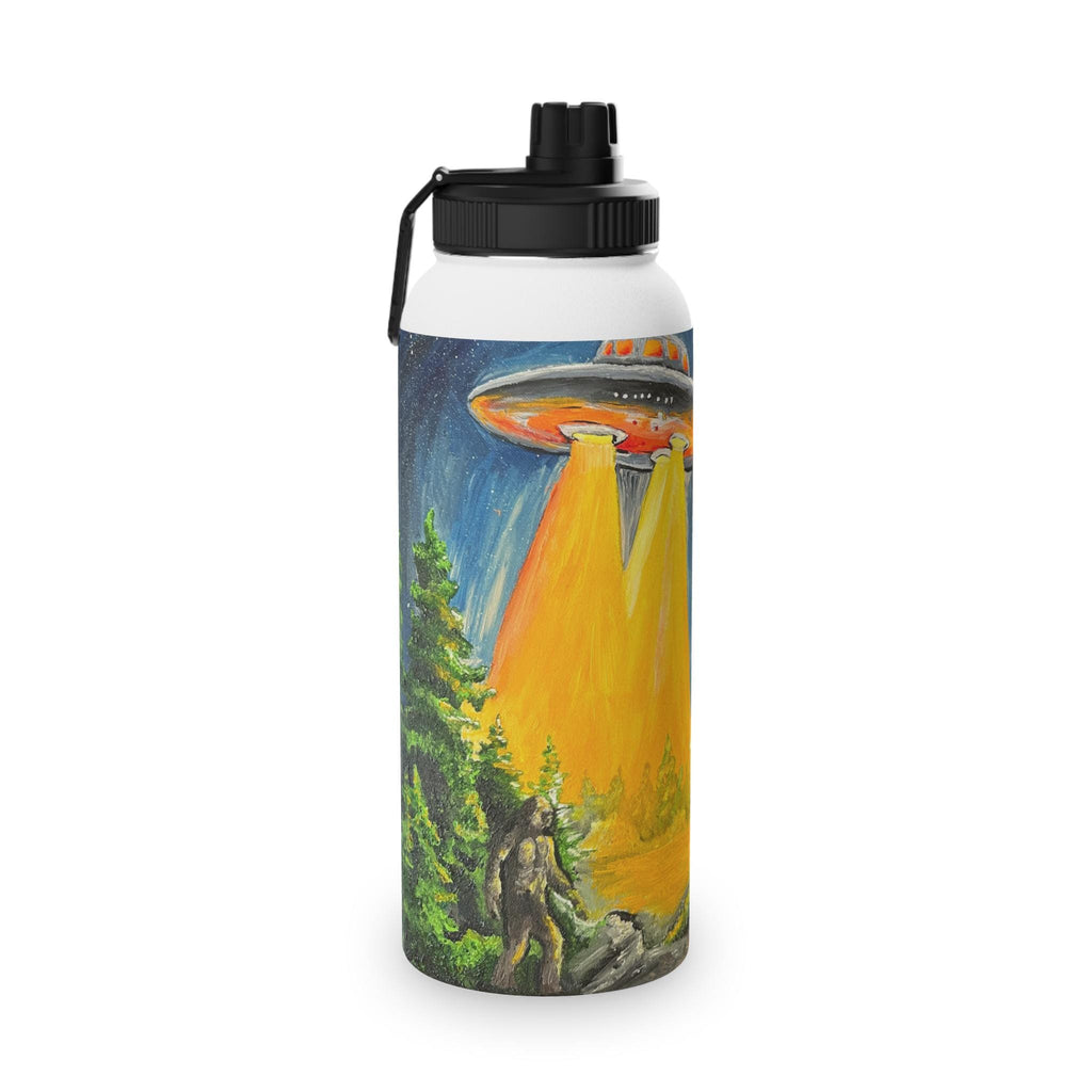 UFO Abduction Cat stainless steel water bottle | sports lid, space illustration