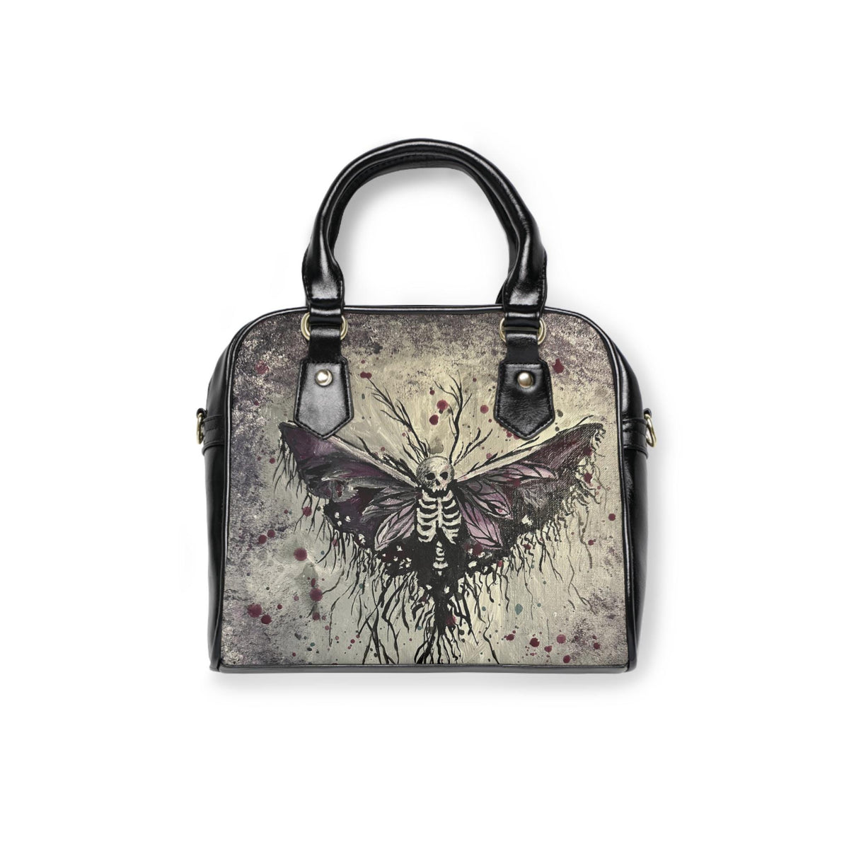 Gothic Death Head Moth Handbag, Vegan Leather Crossbody, Witchy Artwork Accessory