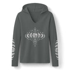 Celestial Moon Phase Hoodie, Charcoal Tri-Blend Pullover, Boho Stargazer Gift