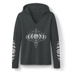 Celestial Moon Phase Hoodie, Charcoal Tri-Blend Pullover, Boho Stargazer Gift