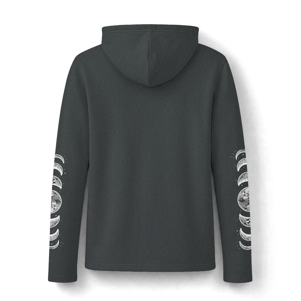 Celestial Moon Phase Hoodie, Charcoal Tri-Blend Pullover, Boho Stargazer Gift