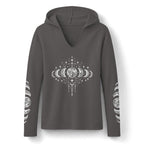 Celestial Moon Phase Hoodie, Charcoal Tri-Blend Pullover, Boho Stargazer Gift