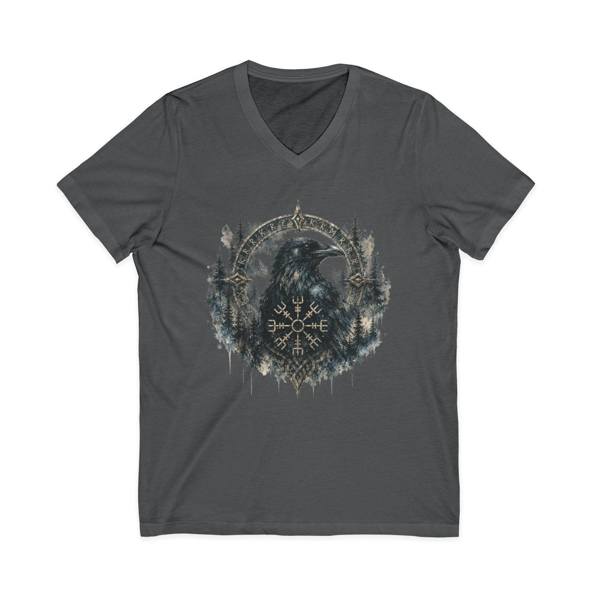 Valknut Raven Forest Tee | Norse Vegvisir Crow Woodland Design