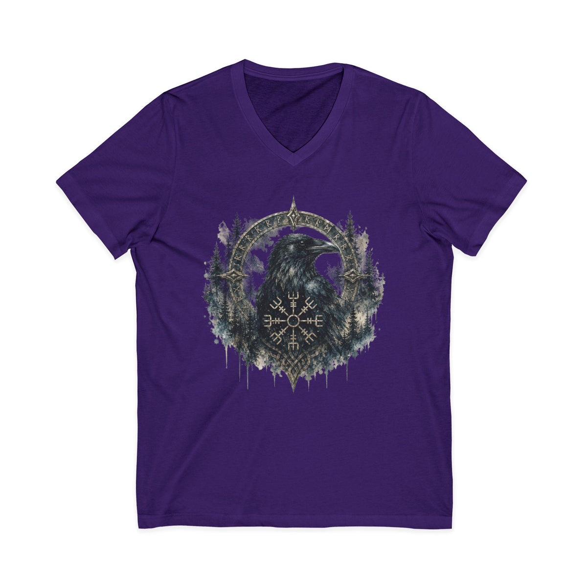 Valknut Raven Forest Tee | Norse Vegvisir Crow Woodland Design