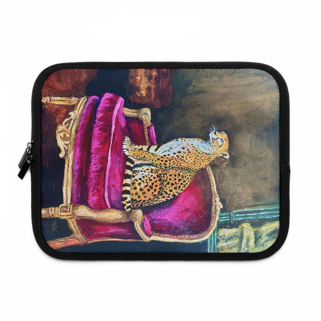 Regal Cheetah on Velvet Throne Laptop Sleeve | Wildlife Art, Luxury Animal Print