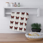 Red Dripping Butterfly Tea Towel | Kitchen Towel, Floral Insect Pattern