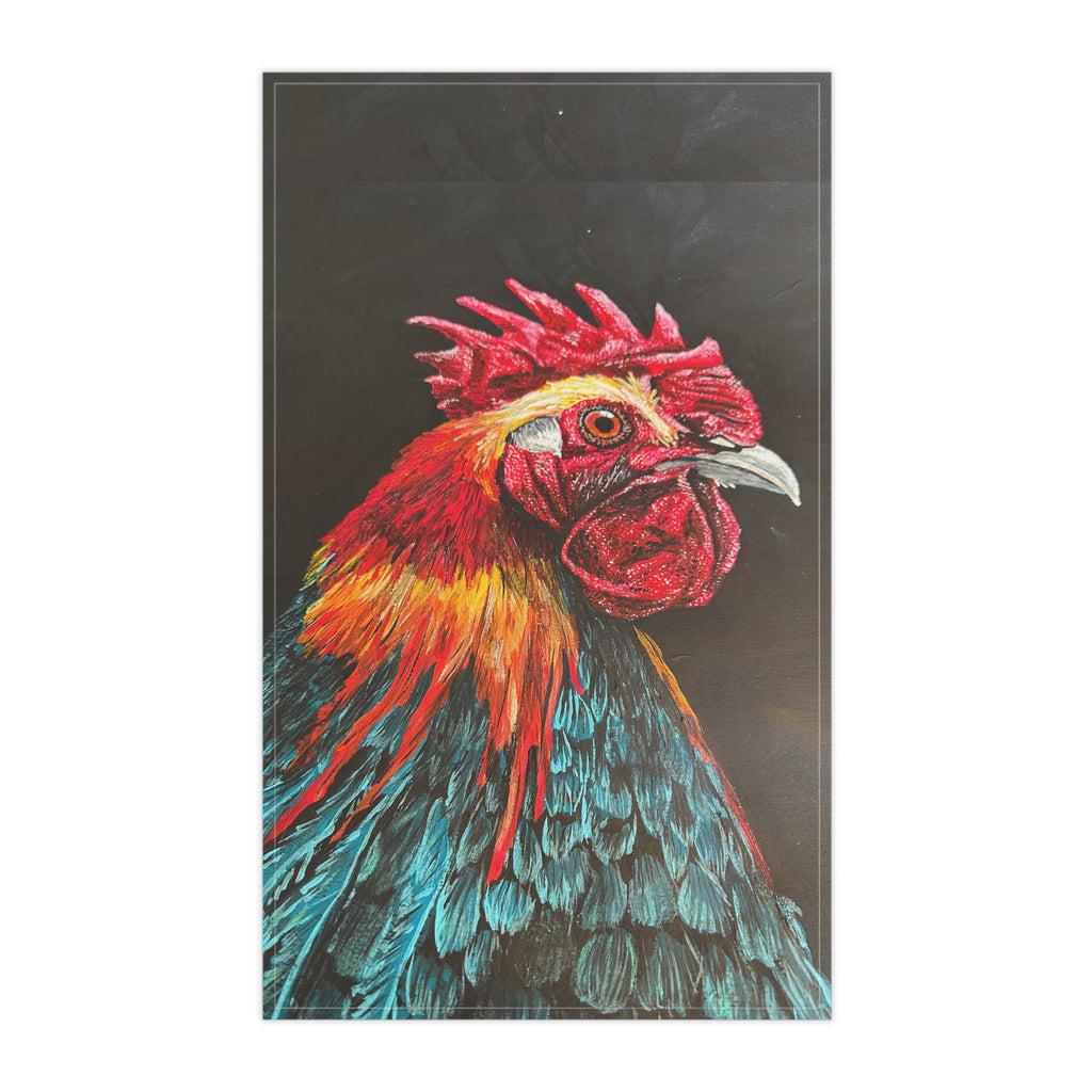 Colorful Rooster Portrait Tea Towel | Farmhouse Kitchen, Hand Towel