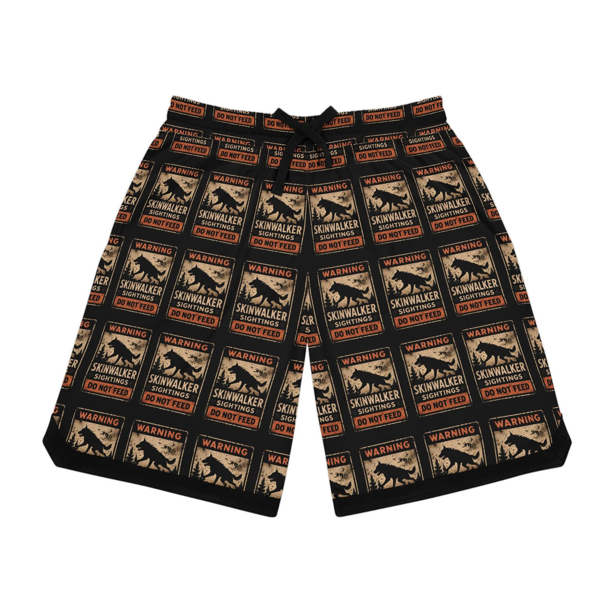 Skinwalker Warning Poster Basketball Shorts | AOP Printed Shorts