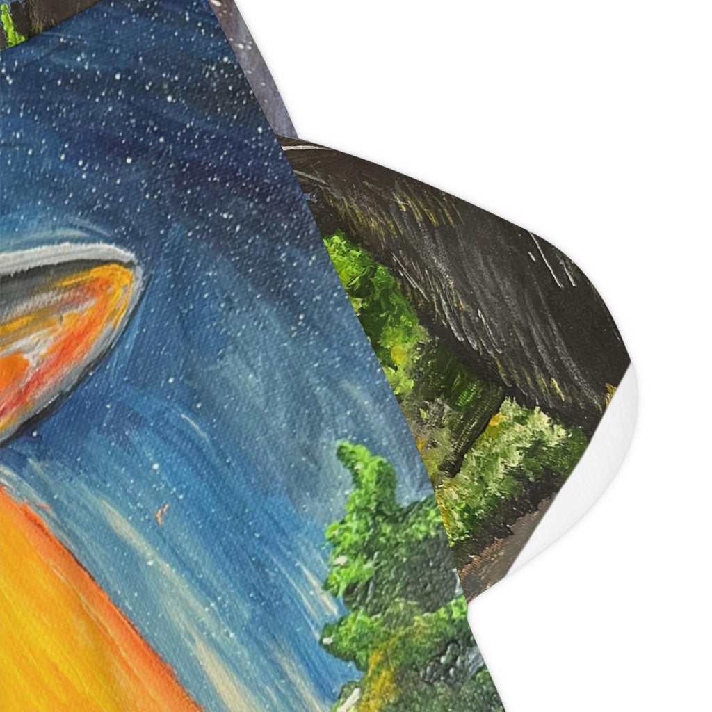 Black Cat UFO Abduction Basketball Shorts | Alien Beam All-Over Print