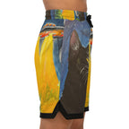 Black Cat UFO Abduction Basketball Shorts | Alien Beam All-Over Print