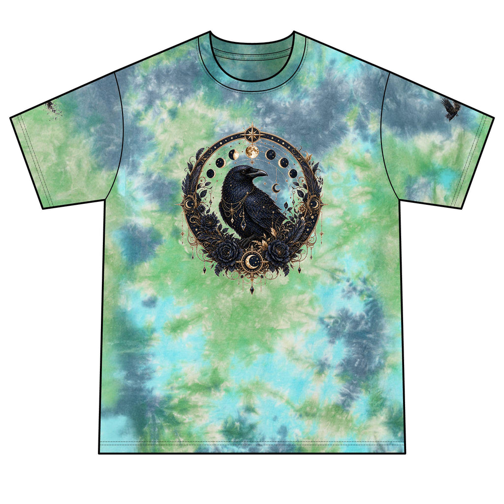 Raven Moon Crystal Mandala T-Shirt | Red Black Tie-Dye