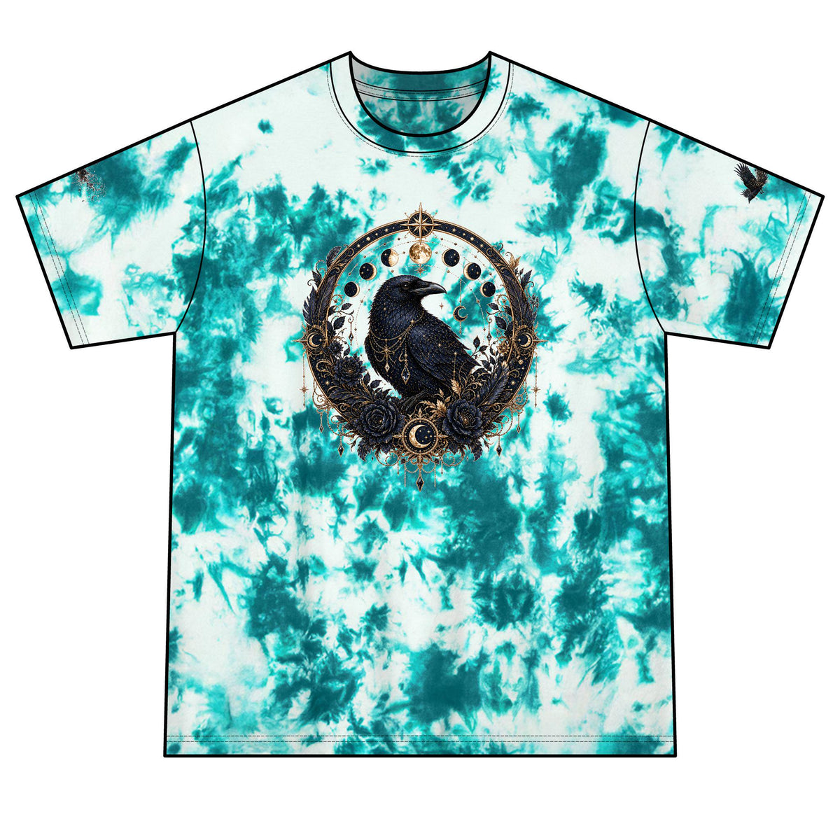 Raven Moon Crystal Mandala T-Shirt | Red Black Tie-Dye