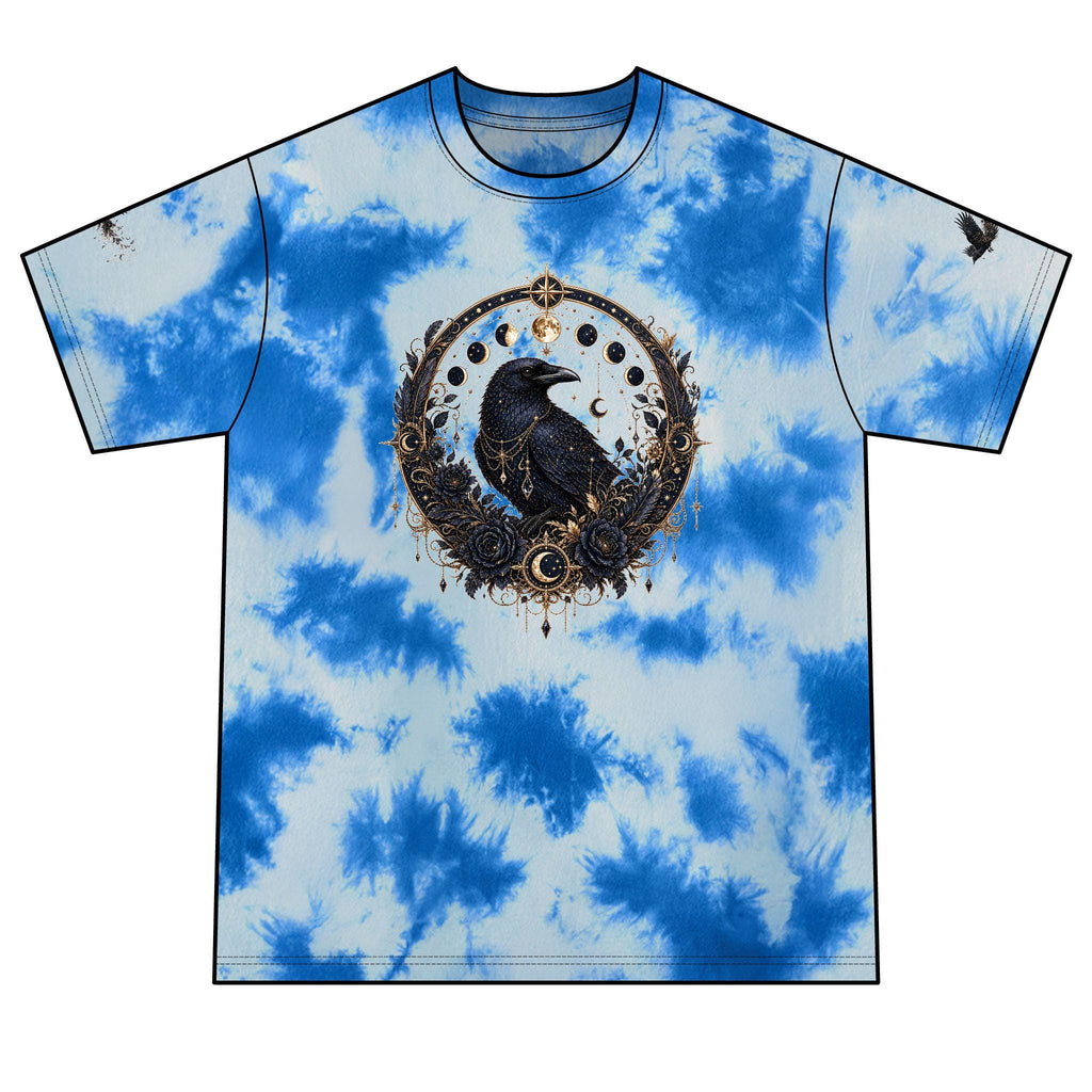 Raven Moon Crystal Mandala T-Shirt | Red Black Tie-Dye