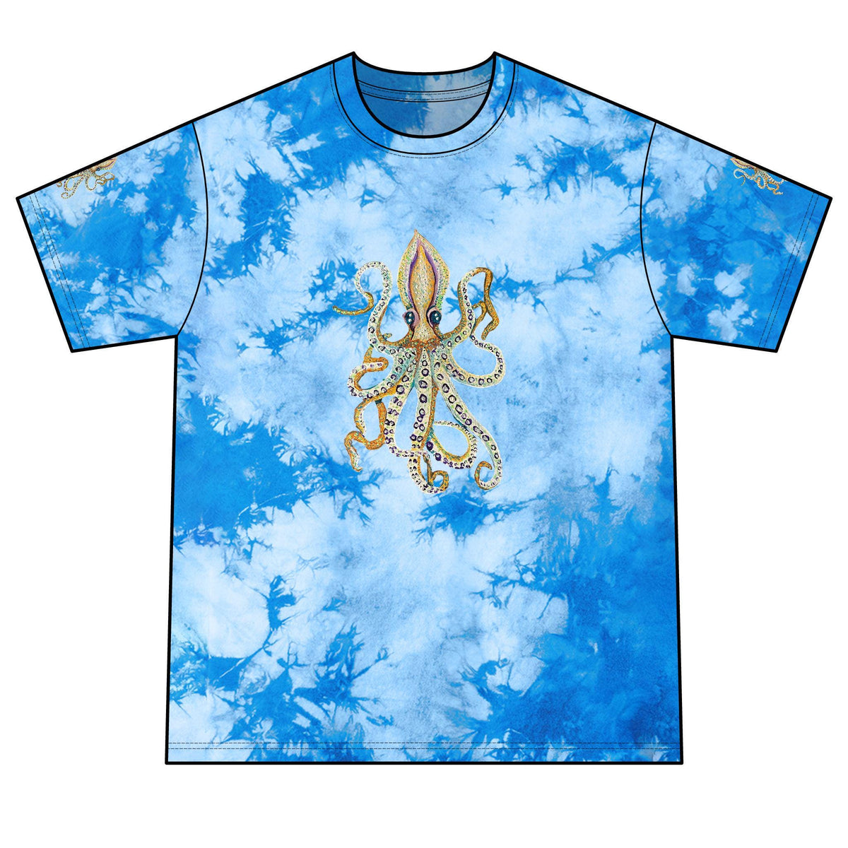 Crystal Octopus Tie-Dye T-Shirt | Rhinestone Sea Creature Tee