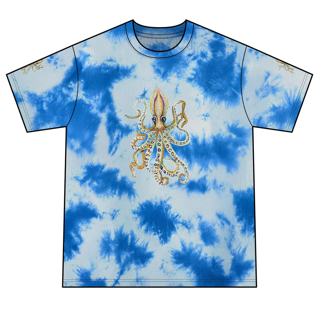 Crystal Octopus Tie-Dye T-Shirt | Rhinestone Sea Creature Tee