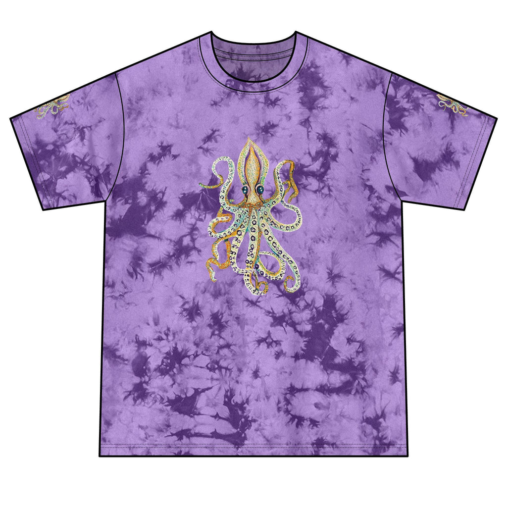 Crystal Octopus Tie-Dye T-Shirt | Rhinestone Sea Creature Tee