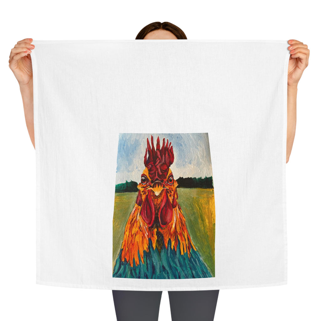 Colorful Rooster Illustration Tea Towel | Farmhouse Kitchen Décor