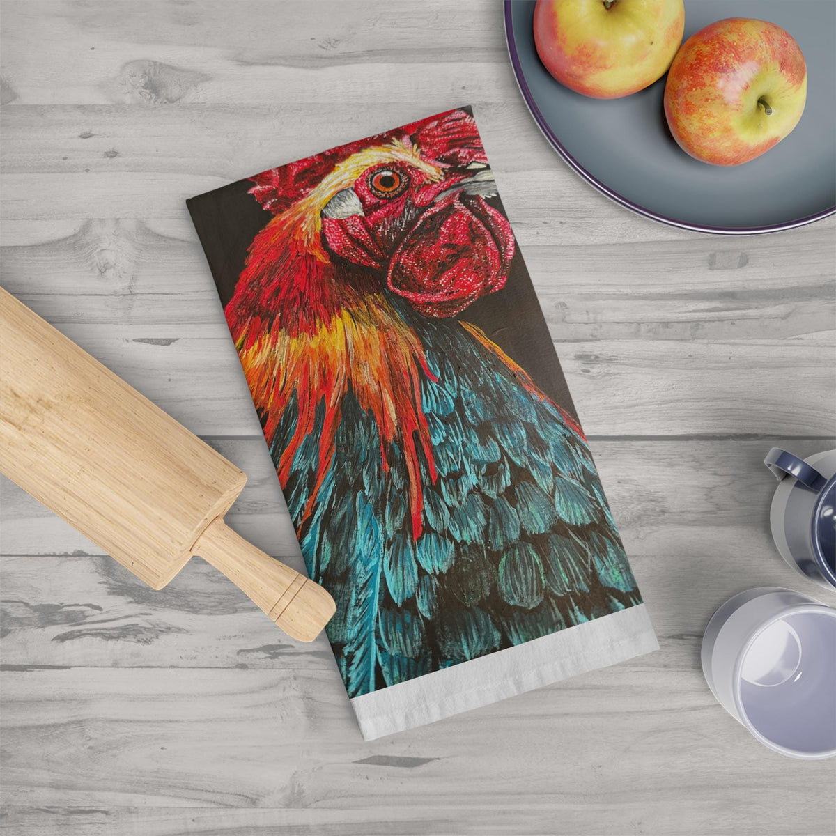 Colorful Rooster Portrait Tea Towel | Farmhouse Kitchen Decor
