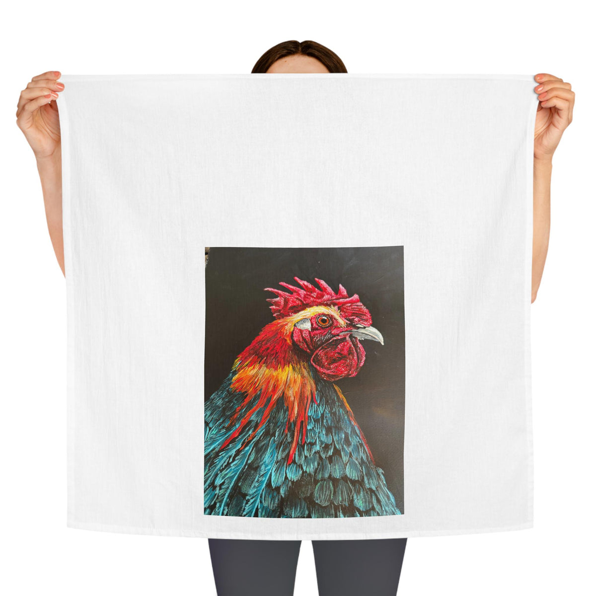 Colorful Rooster Portrait Tea Towel | Farmhouse Kitchen Decor
