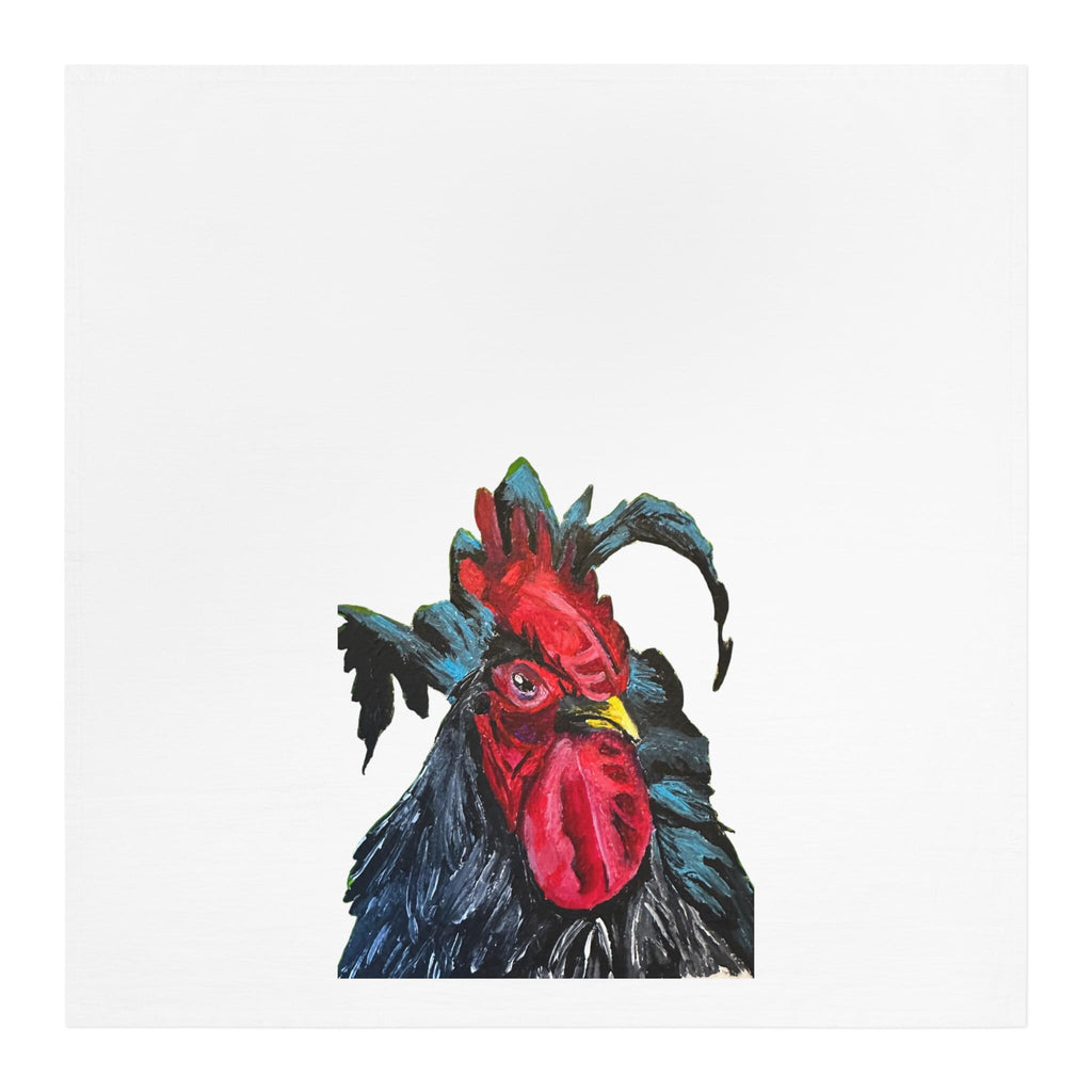 Colorful Rooster Illustration Tea Towel | Farmhouse Kitchen, Poultry Design