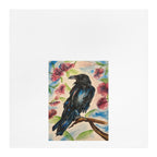 Blue Raven Illustration Tea Towel | Floral Bird Art