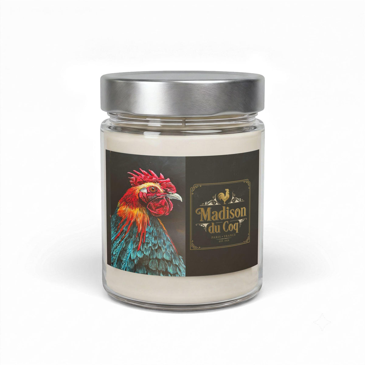 Colorful Rooster Illustration Soy Candle | 9oz Jar
