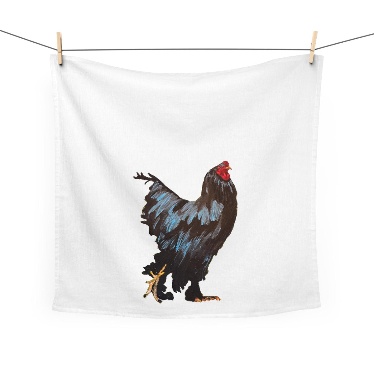 Black Rooster Illustration Tea Towel | Farmhouse Kitchen Decor