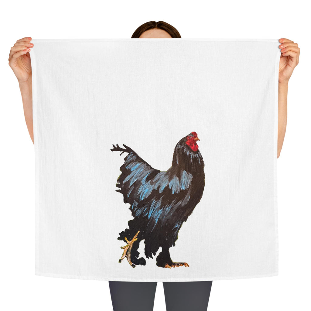 Black Rooster Illustration Tea Towel | Farmhouse Kitchen Decor