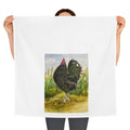 Black Rooster Illustration Tea Towel | Farmhouse Chicken Kitchen Decor