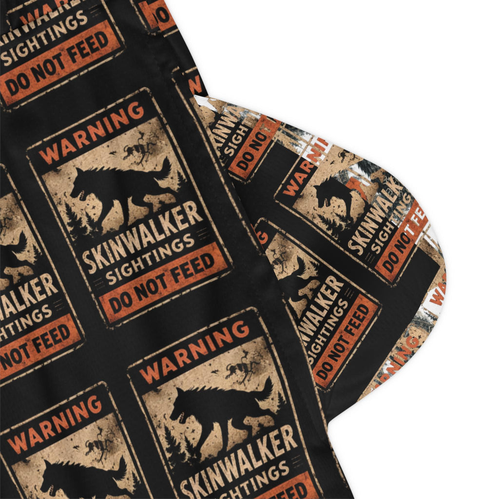 Skinwalker Warning Poster Basketball Shorts | AOP Printed Shorts